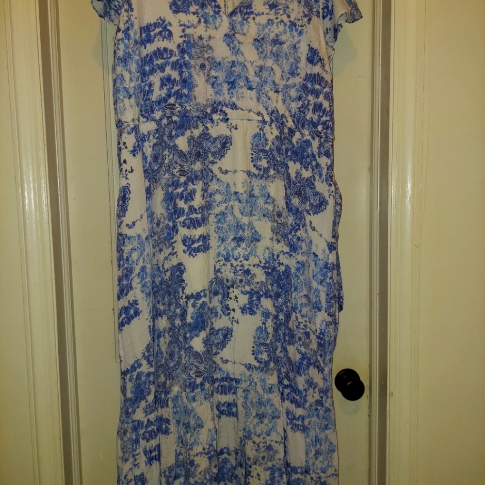 Beautiful Lane Bryant Cotton Floral Petite Maxi Summer Dress, Size 22P